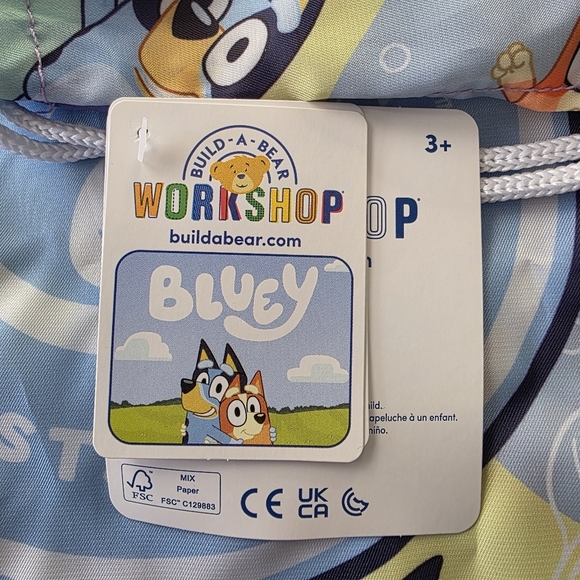 NWT Bluey Build-a-Bear Carrier/Drawstring Bag, Unisex, Purple/Blue/Yellow - Picture 5 of 7